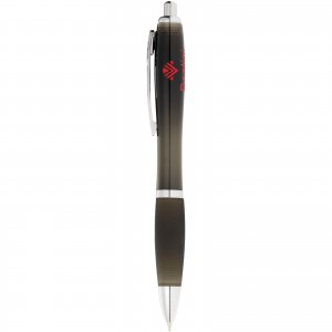 Nash ballpoint pen with coloured barrel and black grip, solid black (Plastic pen)