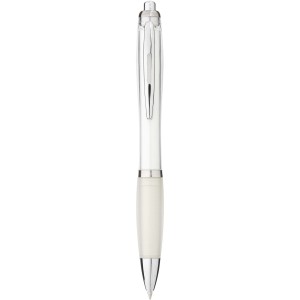 Nash ballpoint pen with coloured barrel and grip, Transparent white (Plastic pen)