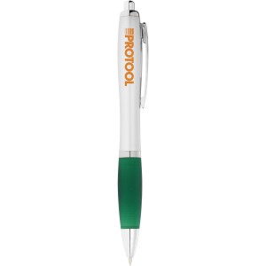 Nash ballpoint pen with coloured grip, Green,Silver (Plastic pen)