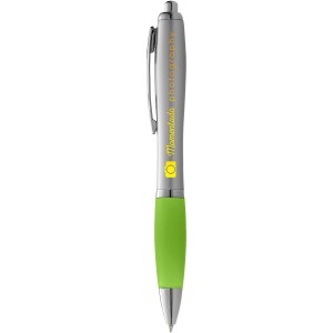 Nash ballpoint pen with coloured grip, Silver,Lime green (Plastic pen)