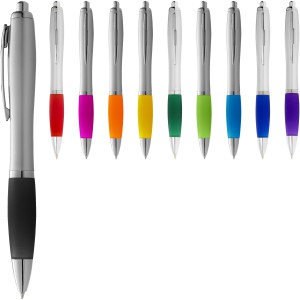 Nash ballpoint pen with coloured grip, Silver,Yellow (Plastic pen)