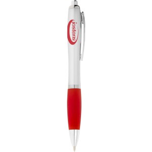 Nash ballpoint pen with silver barrel with coloured grip, Silver,Red (Plastic pen)