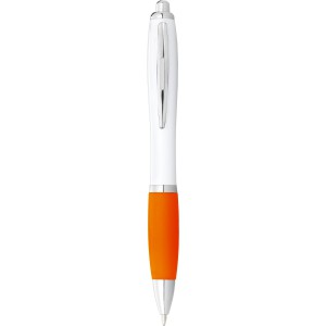 Nash ballpoint pen with white barrel and coloured grip, White,Orange (Plastic pen)