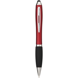 Nash coloured stylus ballpoint pen with black grip, Red, solid black (Plastic pen)