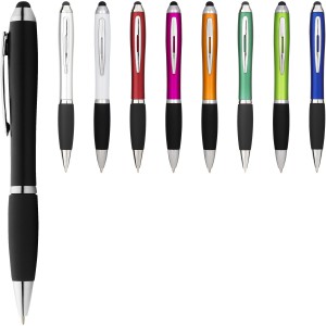 Nash coloured stylus ballpoint pen with black grip, Royal blue, solid black (Plastic pen)