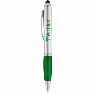 Nash stylus ballpoint with coloured grip, Silver,Green (Plastic pen)