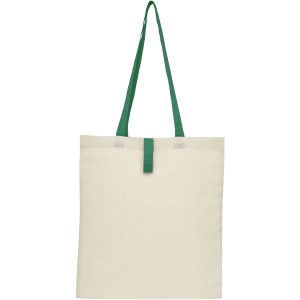 Nevada 100 g/m2 cotton foldable tote bag, Natural, Green (cotton bag)