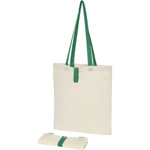 Nevada 100 g/m2 cotton foldable tote bag, Natural, Green (cotton bag)