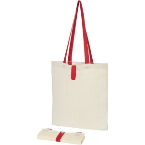 Nevada 100 g/m2 cotton foldable tote bag, Natural, Red (cotton bag)