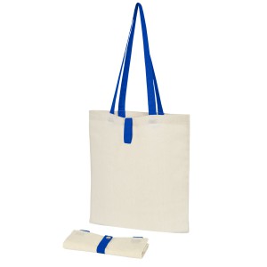 Nevada 100 g/m2 cotton foldable tote bag, Natural, Royal blue (cotton bag)