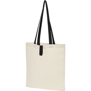 Nevada 100 g/m2 cotton foldable tote bag, Natural, Solid black (cotton bag)