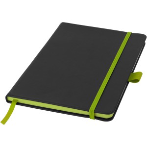 Colour-edge A5 hard cover notebook, solid black,Lime (Notebooks)