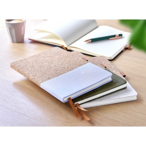 Cork and cotton notebook Trevor, white (Notebooks)
