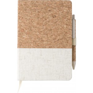 Cork and linen notebook and wheatstraw ballpen Kenzo, brown (Notebooks)