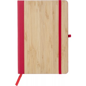 PU and bamboo notebook Dorita, red (Notebooks)