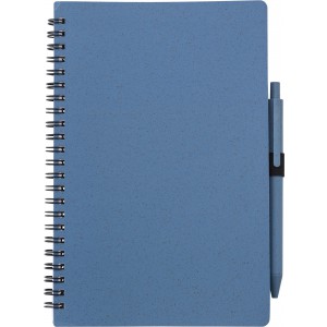 Wheat straw notebook with pen Massimo, blue (Notebooks)