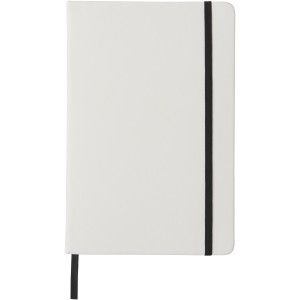 Spectrum A5 white notebook with coloured strap, White, solid black (Notebooks)