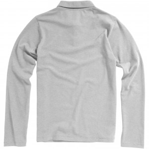 Oakville long sleeve men's polo, Grey melange (Long-sleeved shirt)