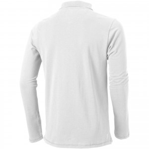 Oakville long sleeve men's polo, White (Long-sleeved shirt)