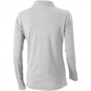 Oakville long sleeve women's polo, Grey melange (Long-sleeved shirt)