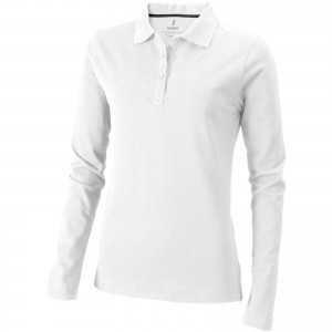 Oakville long sleeve women's polo, White (Long-sleeved shirt)