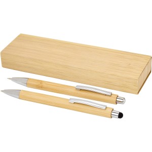 Oblys bamboo ballpoint pen and mechanical pencil set (black  (Pen sets)