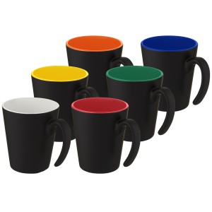 Oli 360 ml ceramic mug with handle, Green, Solid black (Mugs)