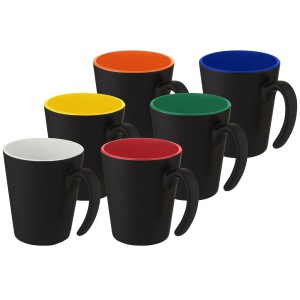 Oli 360 ml ceramic mug with handle, Red, Solid black (Mugs)