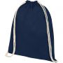 Oregon 140 g/m2 cotton drawstring backpack, Navy