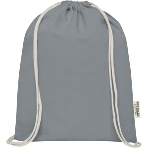 Oregon 140 g/m2 GRS recycled cotton drawstring bag, Grey (Backpacks)