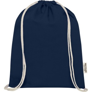 Oregon 140 g/m2 GRS recycled cotton drawstring bag, Navy (Backpacks)