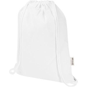 Oregon Blend 140 g/m2 GRS recycled drawstring bag 5L, White <font size=1>[ENG]</font>