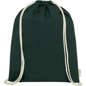 Orissa 100 g/m2 GOTS organic cotton drawstring backpack 5L, Dark green (Backpacks)