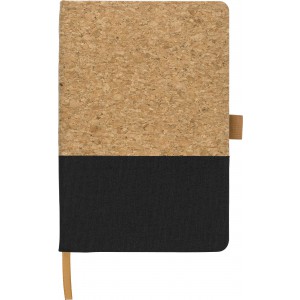 Notizbuch Trevor aus Kork und Baumwolle, Schwarz