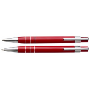 Aluminium writing set Hannah, red (Pen sets)