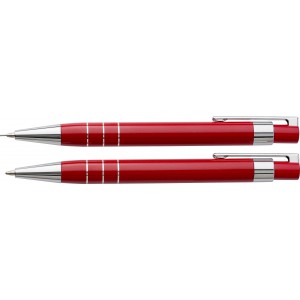 Aluminium writing set Hannah, red (Pen sets)