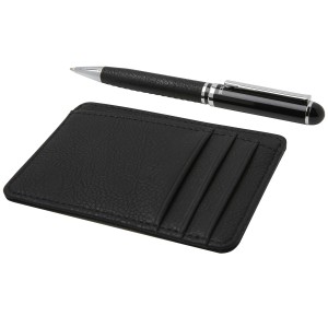 Encore ballpoint pen and wallet gift set, Solid black (Pen sets)