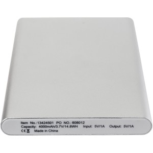 Pep 4000 mAh power bank, Silver (Powerbanks)