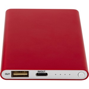 Pep 4000 mAh Type-C recycled aluminium power bank, Red (Powerbanks)