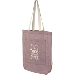 Pheebs 150 g/m2 recycled cotton tote bag with front pocket 9L, Heather maroon (cotton bag)