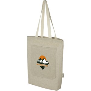 Pheebs 150 g/m2 recycled cotton tote bag with front pocket 9L, Heather natural (cotton bag)