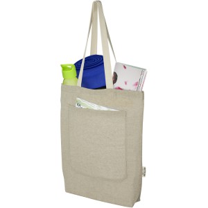 Pheebs 150 g/m2 recycled cotton tote bag with front pocket 9L, Heather natural (cotton bag)