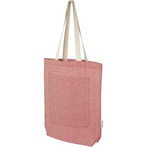 Pheebs 150 g/m2 recycled cotton tote bag with front pocket 9L, Heather red (cotton bag)