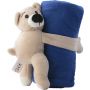 Plush toy bear with fleece blanket Owen, cobalt blue