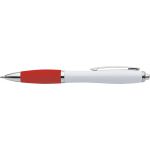 Plastic ballpen with coloured rubber grip, blue ink, red (3018-08CD)