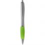 Nash ballpoint pen with coloured grip, Silver,Lime green