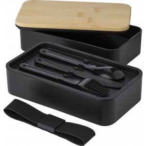 PP double layer lunch box Maxton, black (Plastic kitchen equipments)