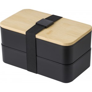 PP double layer lunch box Maxton, black (Plastic kitchen equipments)