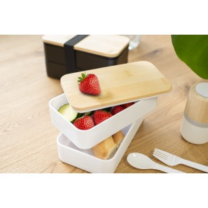 PP double layer lunch box Maxton, white (Plastic kitchen equipments)