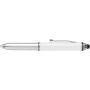 Plastic ball pen with stylus and LED, white